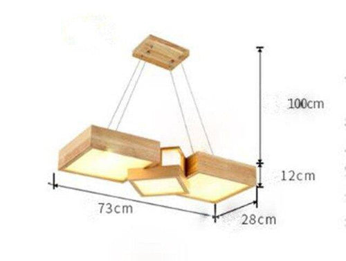 Lustre LED carrés en bois design style japonais - vue 7 sur 9