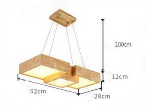 Lustre LED carrés en bois design style japonais - vue 8 sur 9