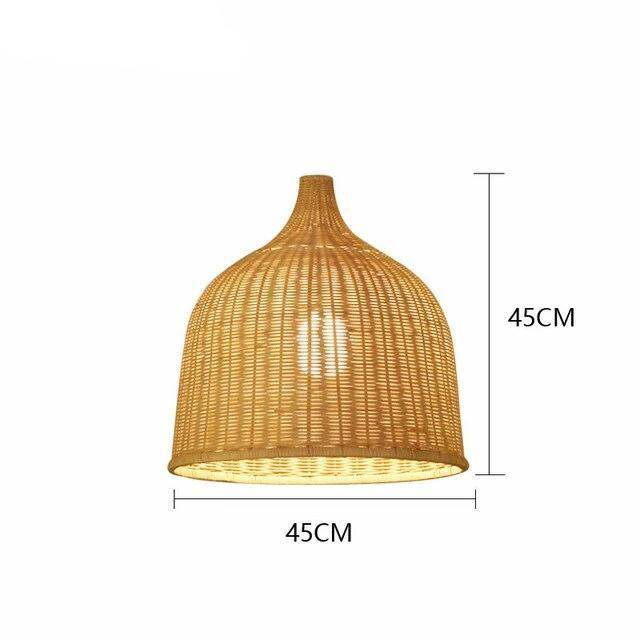 Suspension en rotin LED avec abat-jour en cloche colorée - vue 6 sur 8