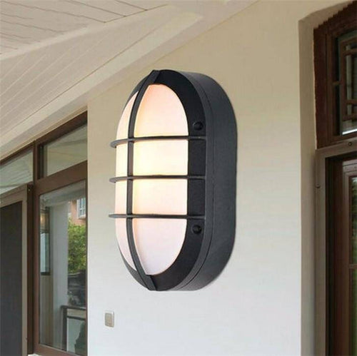 Applique extérieur LED moderne ovale à grille - vue 2 sur 4
