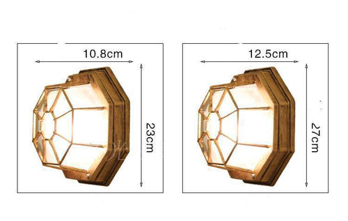 Plafonnier extérieur LED octogonal à grille vintage - vue 2 sur 3