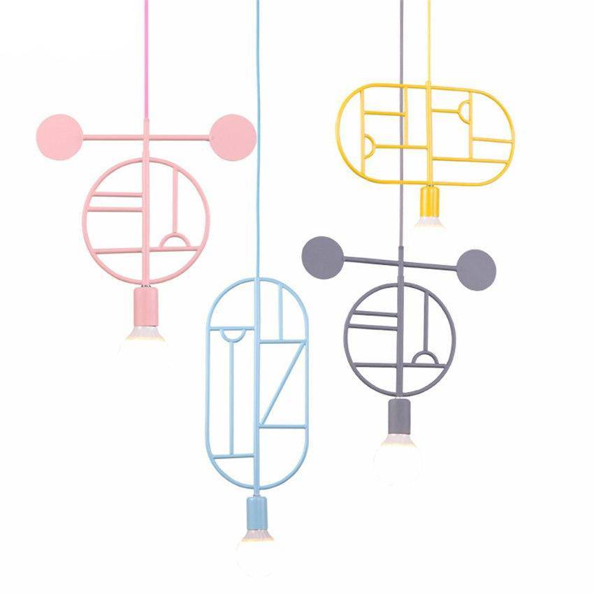 Suspension design moderne à LED formes colorées - vue 2 sur 5