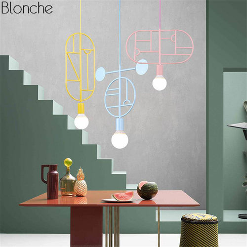 Suspension design moderne à LED formes colorées - vue 5 sur 5