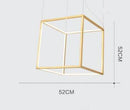 Suspension design à LED en forme de branches de cube dorée
