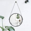 Miroir mural suspendu rond noir Leather