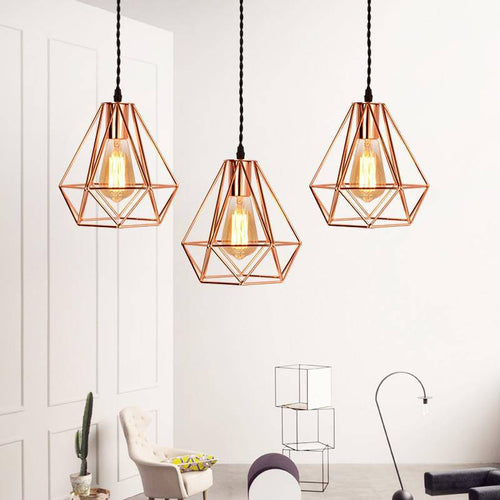 Suspension cage diamant vintage rose ou noir - vue 4 sur 7