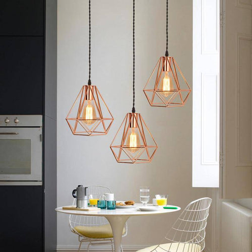 Suspension cage diamant vintage rose ou noir - vue 7 sur 7