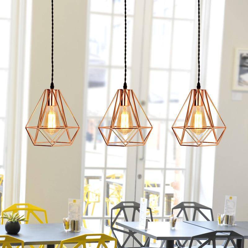 Suspension cage diamant vintage rose ou noir - vue 4 sur 7