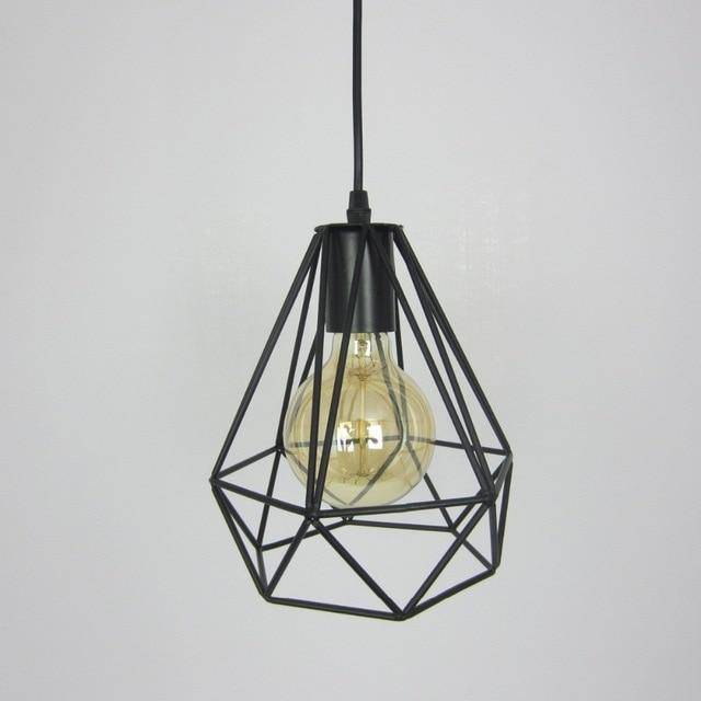 Suspension cage diamant vintage rose ou noir - vue 5 sur 7