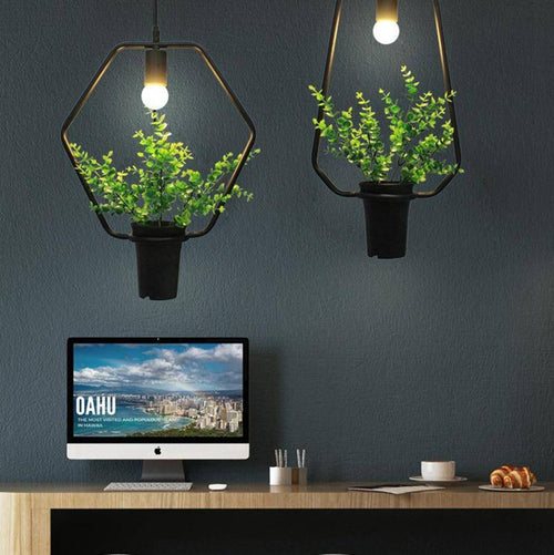 Suspension à forme avec plantes verte Trazos - vue 3 sur 12