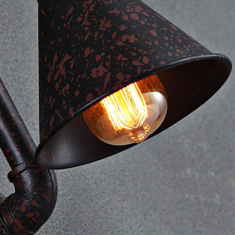 Applique murale industrielle LED en métal noir et rouge Pekoso - vue 3 sur 5