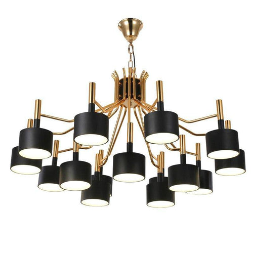 Lustre design doré à LED et lampes noires ou blanches Foyer - vue 4 sur 4