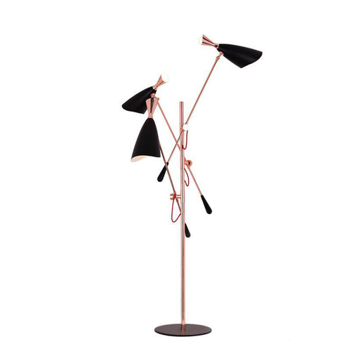 Lampadaire design à LED moderne rose doré et bras articulés - vue 3 sur 8