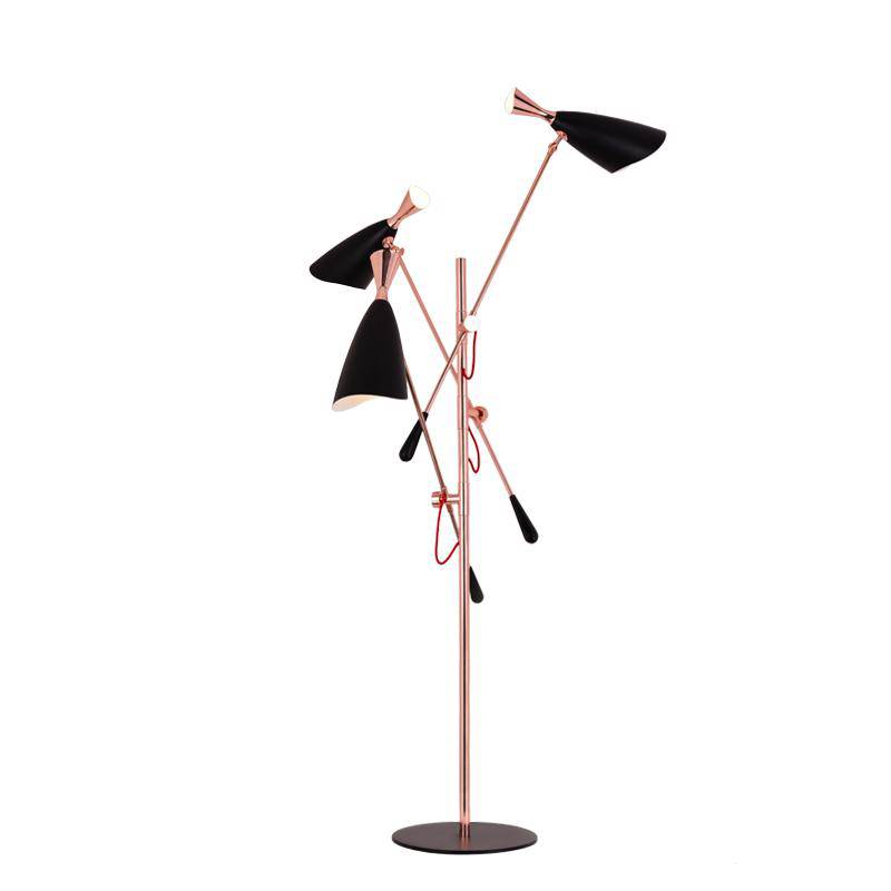 Lampadaire design à LED moderne rose doré et bras articulés - vue 3 sur 8