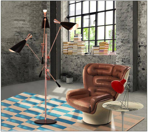 Lampadaire design à LED moderne rose doré et bras articulés - vue 7 sur 8