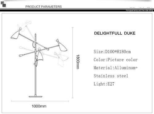 Lampadaire design à LED moderne rose doré et bras articulés - vue 8 sur 8