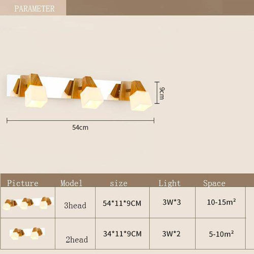 Applique murale pour miroir de salle de bain en bois cubique Personality - vue 4 sur 4