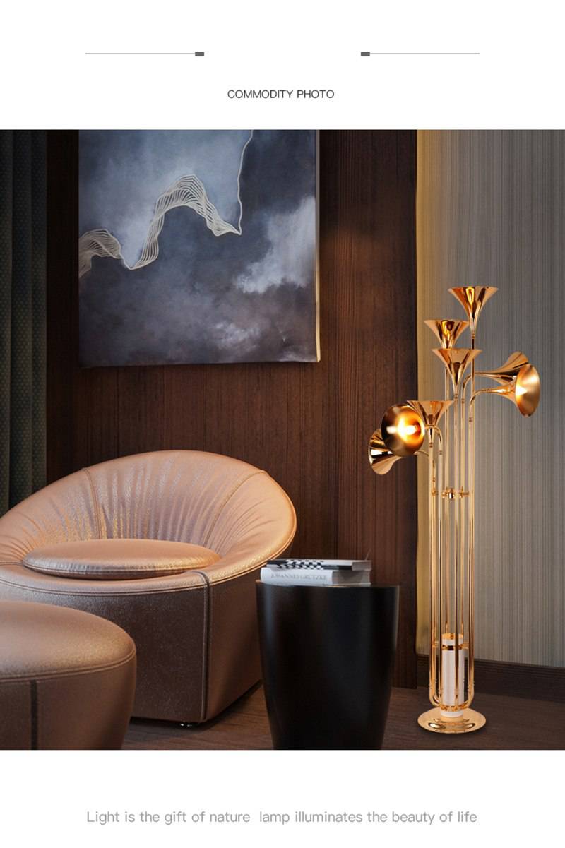 Lampadaire design moderne doré à LED Foyer - vue 5 sur 5