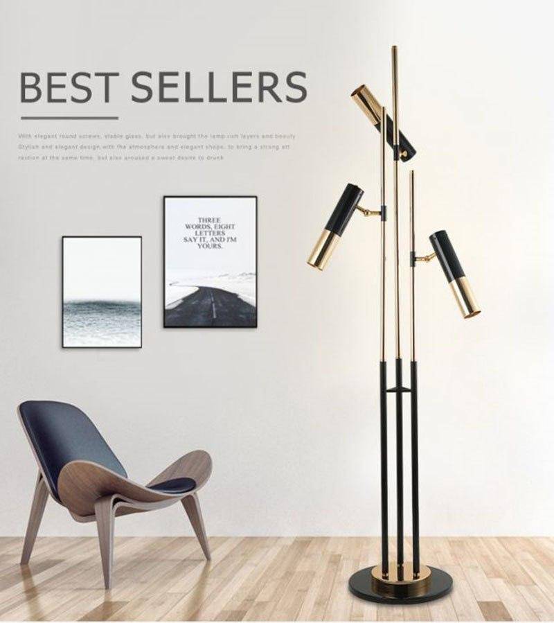 Lampadaire design LED tripes pied et lampes dirigeables Floor - vue 2 sur 6
