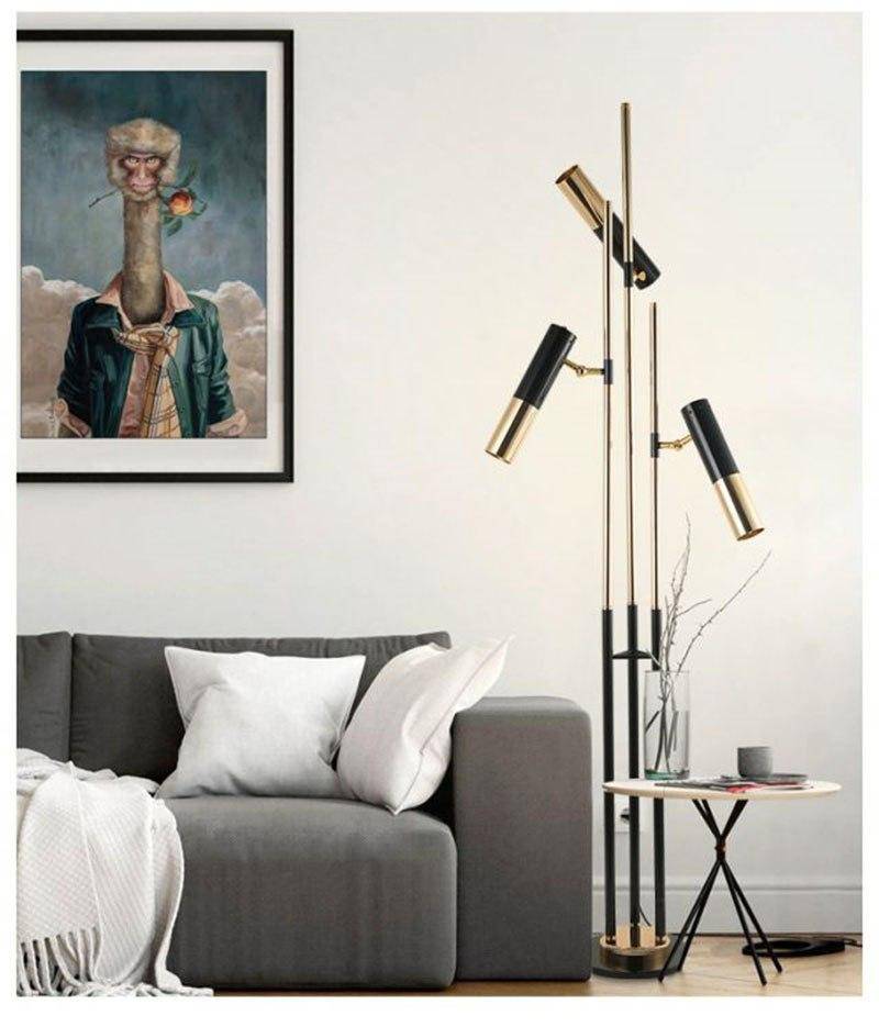 Lampadaire design LED tripes pied et lampes dirigeables Floor - vue 5 sur 6
