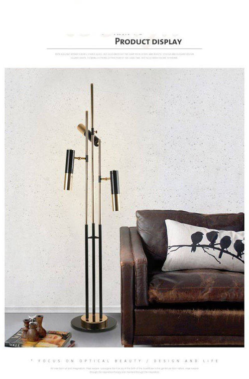 Lampadaire design LED tripes pied et lampes dirigeables Floor - vue 6 sur 6