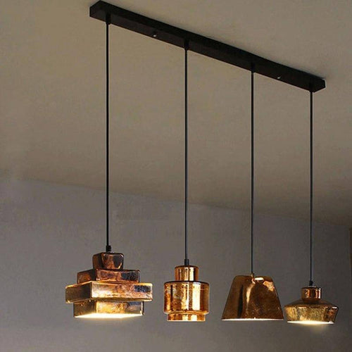 Suspension design LED style cuivre (plusieurs formes) - vue 4 sur 9