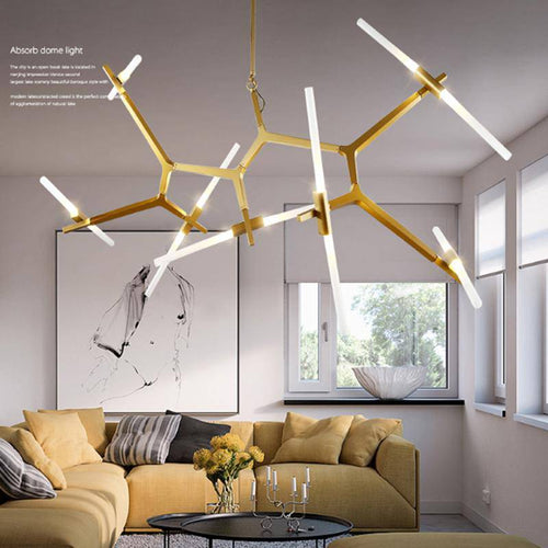 Lustre design scandinave avec plusieurs branches en tube - vue 5 sur 14