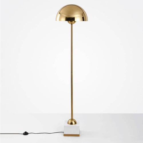 Lampadaire design à LED en métal doré avec abat-jour sphérique - vue 2 sur 5