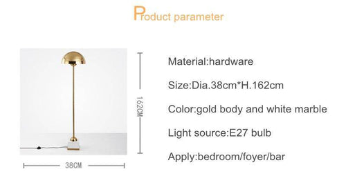 Lampadaire design à LED en métal doré avec abat-jour sphérique - vue 4 sur 5