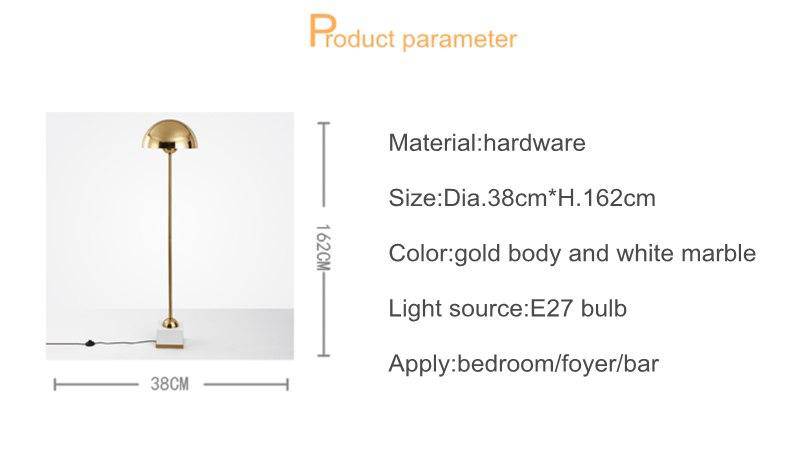 Lampadaire design à LED en métal doré avec abat-jour sphérique - vue 4 sur 5