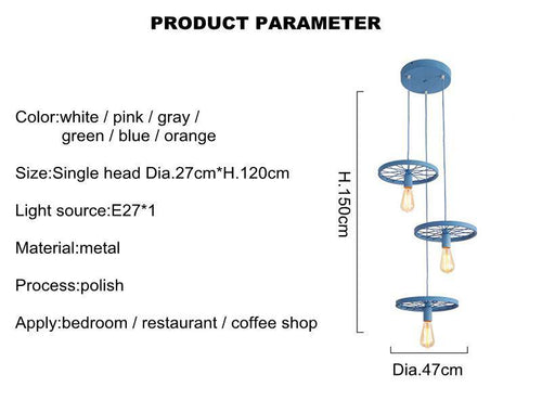 Suspension design rétro en forme de roue en métal - vue 5 sur 8