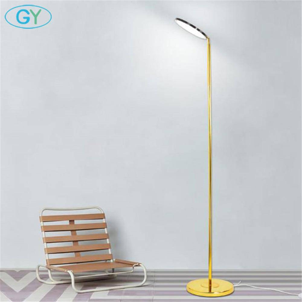 Lampadaire design LED fin doré - vue 2 sur 6