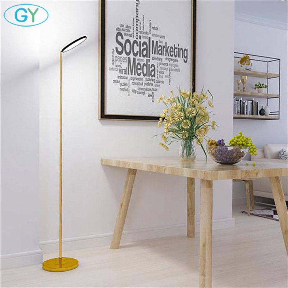Lampadaire design LED fin doré - vue 6 sur 6