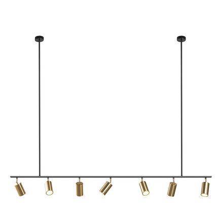Lustre design à LED avec spots dirigeables dorés - vue 4 sur 5