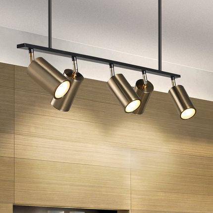 Lustre design à LED avec spots dirigeables dorés - vue 2 sur 5