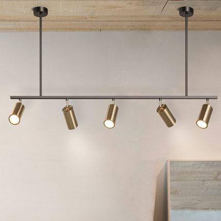 Lustre design à LED avec spots dirigeables dorés - vue 3 sur 5