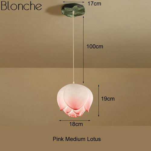 Suspension LED style chinois avec fleurs Lotus - vue 6 sur 18