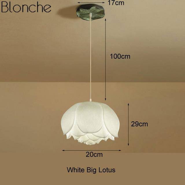Suspension LED style chinois avec fleurs Lotus - vue 13 sur 18