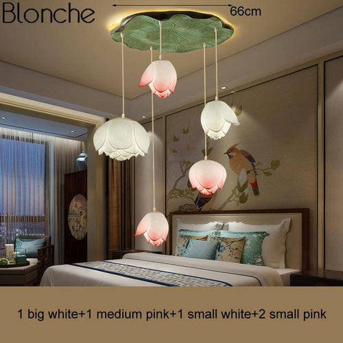 Suspension LED style chinois avec fleurs Lotus - vue 17 sur 18