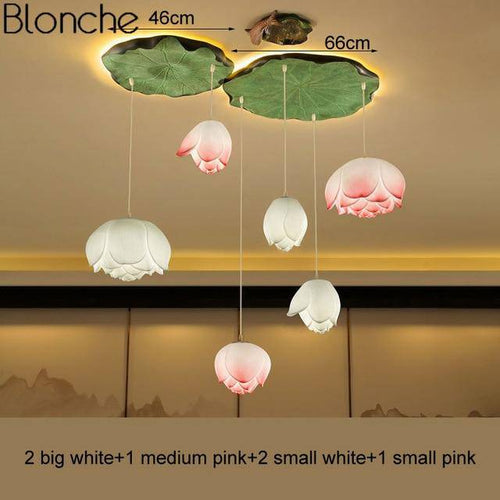 Suspension LED style chinois avec fleurs Lotus - vue 18 sur 18