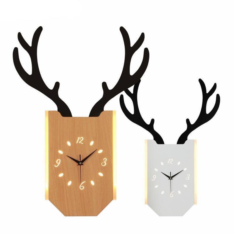 Applique murale LED corne de cerf et horloge - vue 3 sur 14