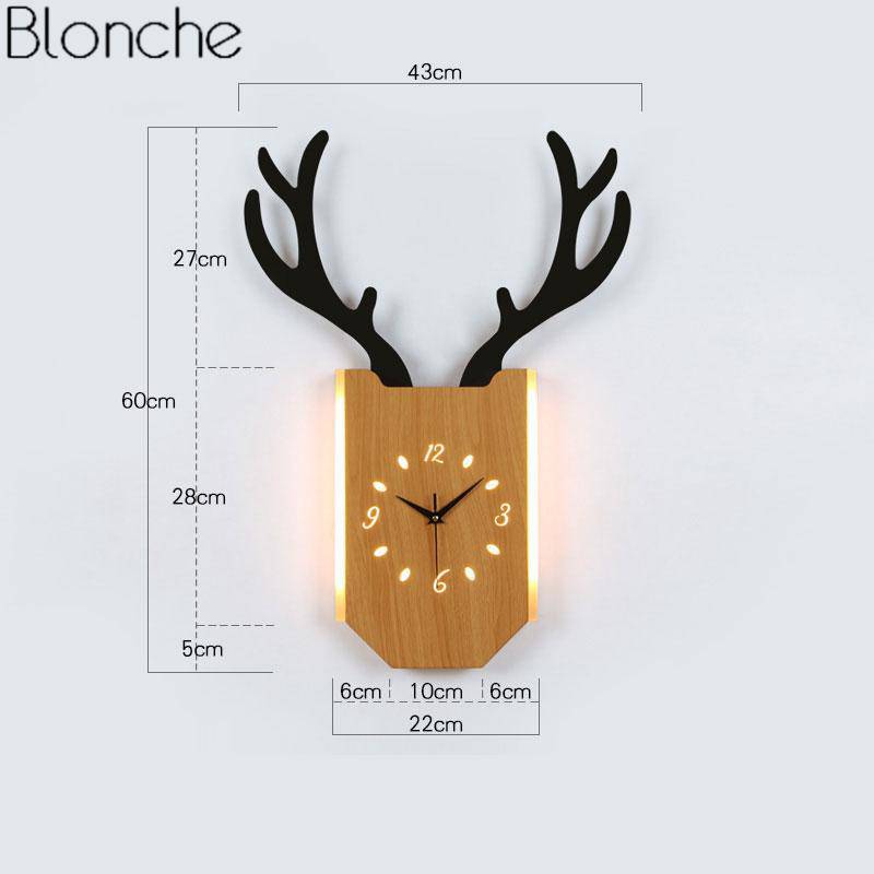 Applique murale LED corne de cerf et horloge - vue 9 sur 14