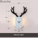 Applique murale LED corne de cerf et horloge