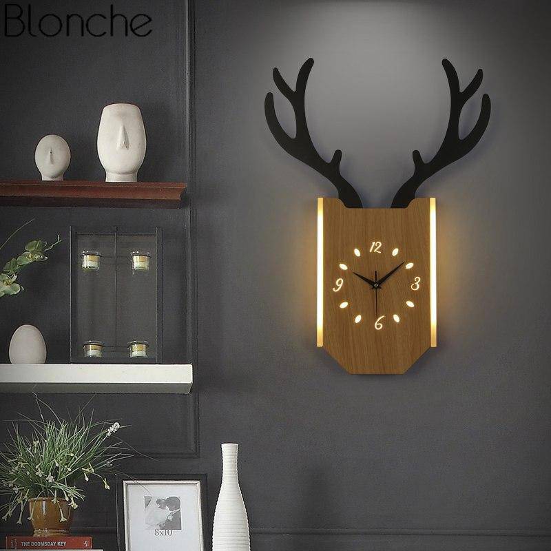 Applique murale LED corne de cerf et horloge - vue 13 sur 14