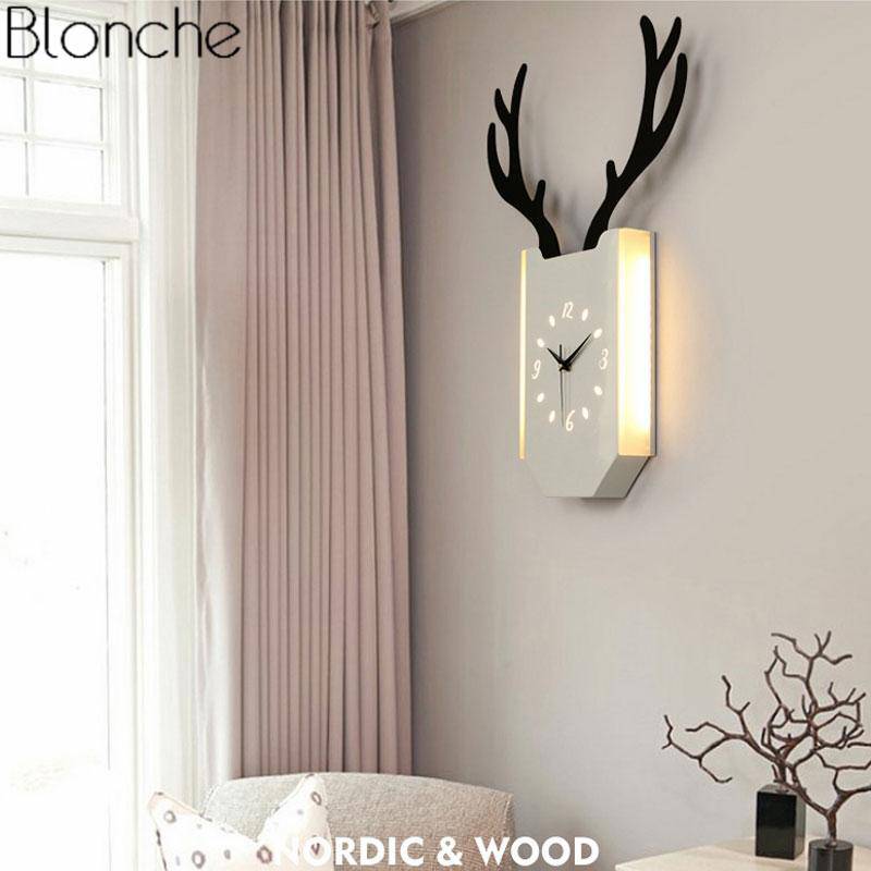 Applique murale LED corne de cerf et horloge - vue 8 sur 14