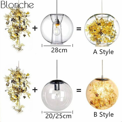 Lampe à poser boule en verre avec feuilles - vue 11 sur 10