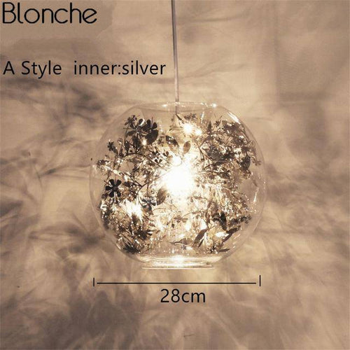 Lampe à poser boule en verre avec feuilles - vue 7 sur 10