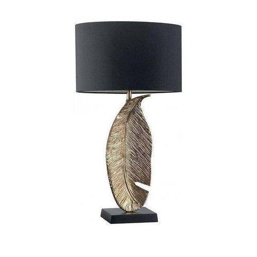 Lampe à poser design LED avec plume d'or et abat-jour arrondi Luxury - vue 4 sur 4