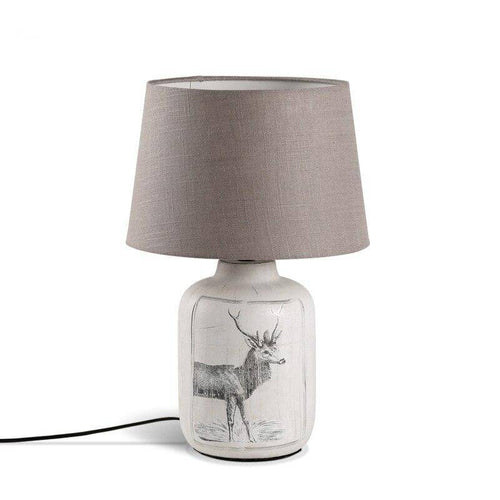 Lampe de chevet avec abat-jour en tissu et dessin cerf - vue 6 sur 7