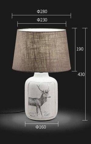 Lampe de chevet avec abat-jour en tissu et dessin cerf - vue 3 sur 7